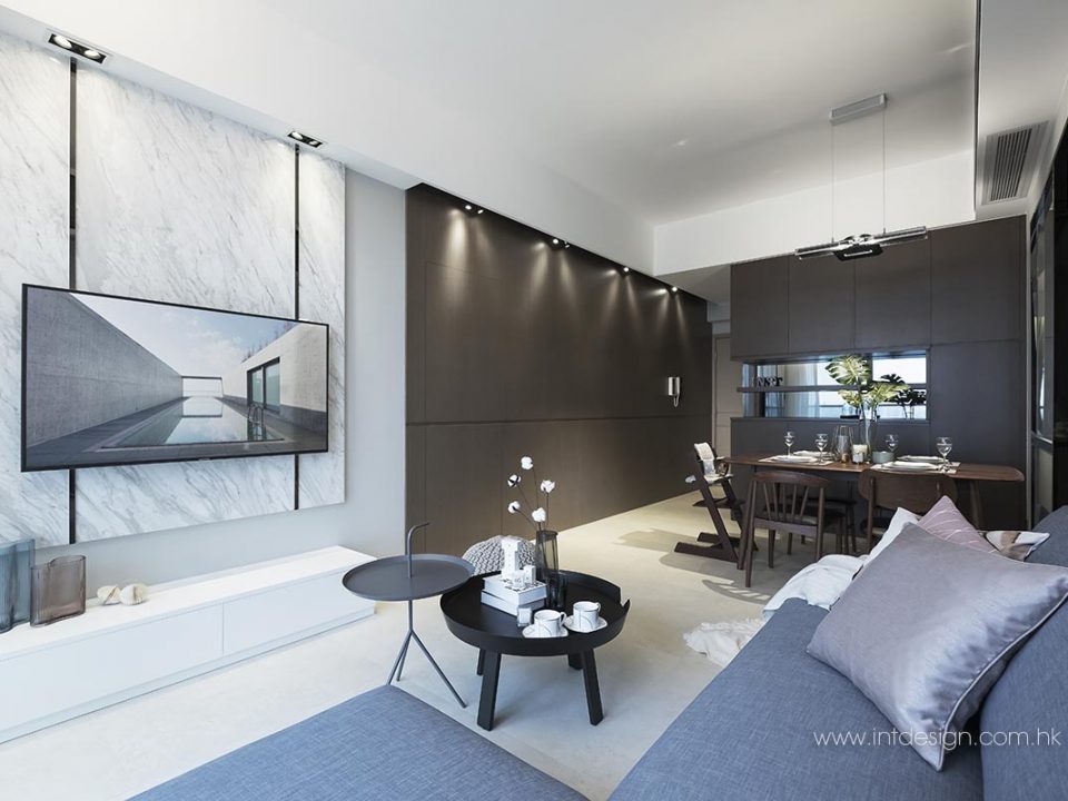 TV Marble Wall in The Latitude's Living Room